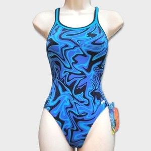 Dolfin Womens Lava Blue DBX Back Training Swimsuit Size 28 (Ladies 2) NWT!